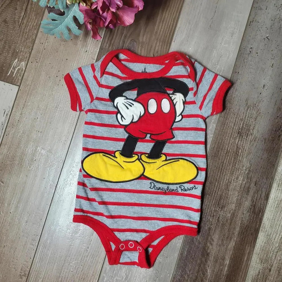 Disneyland Resort Striped Mickey Mouse Baby Bodysuit Size 12m NWOT - Picture 2 of 11